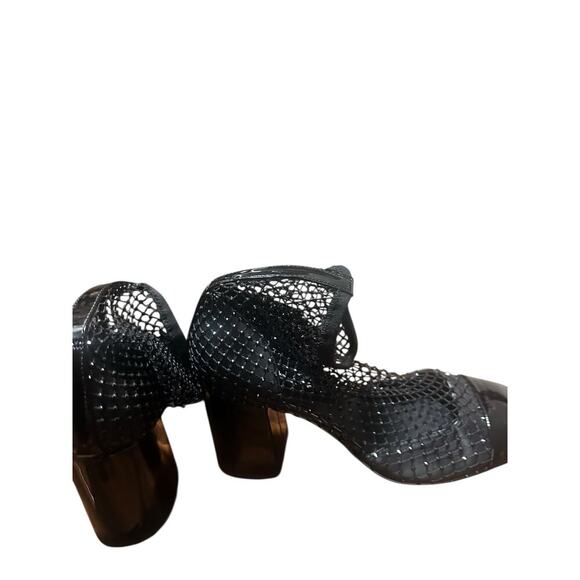 Steve Madden Women’s 9.5 Sparkly Rhinestone Mesh Black Patent Block Heel Boots - Picture 4 of 7